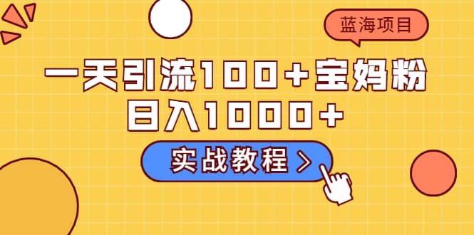 一天引流100+宝妈粉，日入1000+的蓝海项目（实战教程）